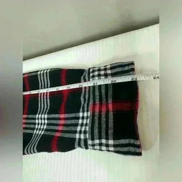 Chaps black red white plaid zip up flannel shirt jacket shacket size XL petite - Picture 10 of 10